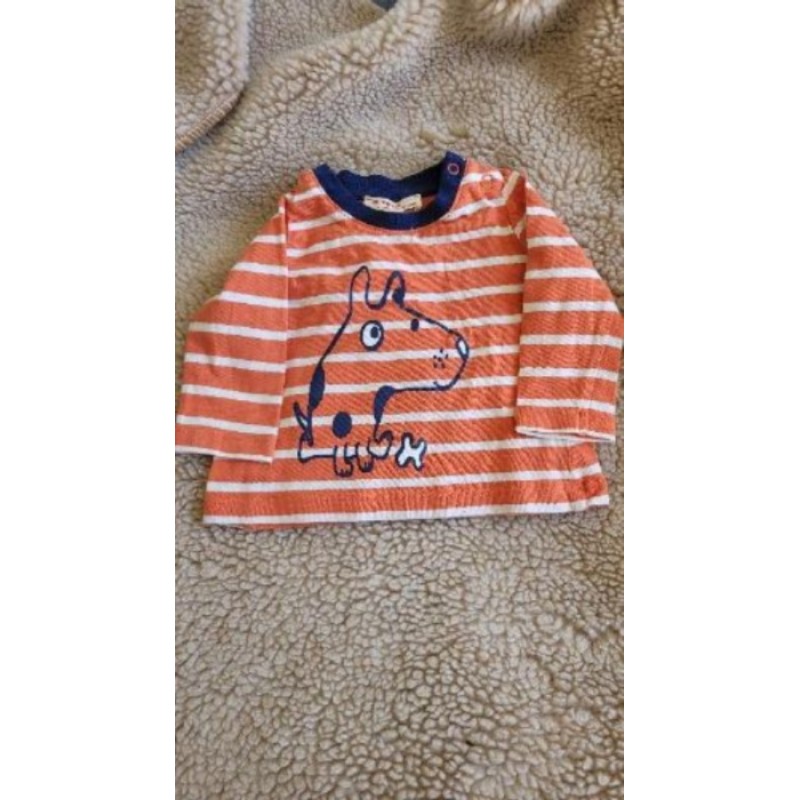 Tee shirt manches longues Orange rayé  3 mois 