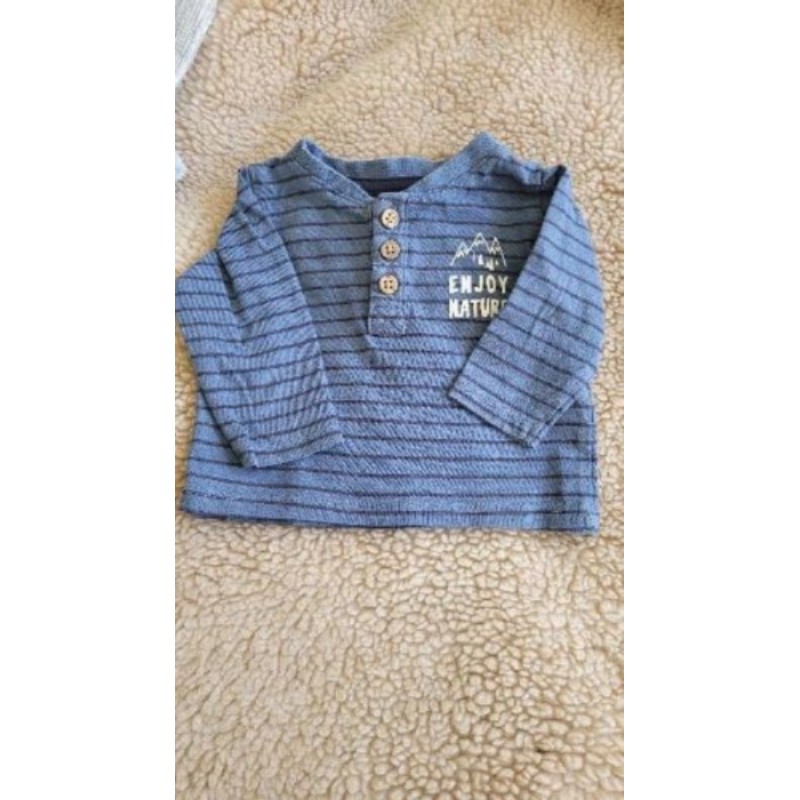 Tee shirt ML rayé  bleu lupilu 1 mois