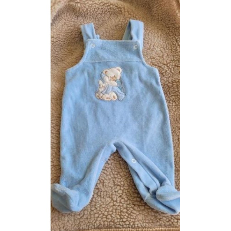 Salopette bleue velours 1 mois