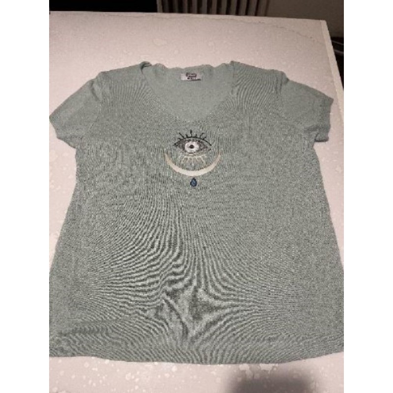 TEE SHIRT VERT LIN VISCOSE TAILLE L