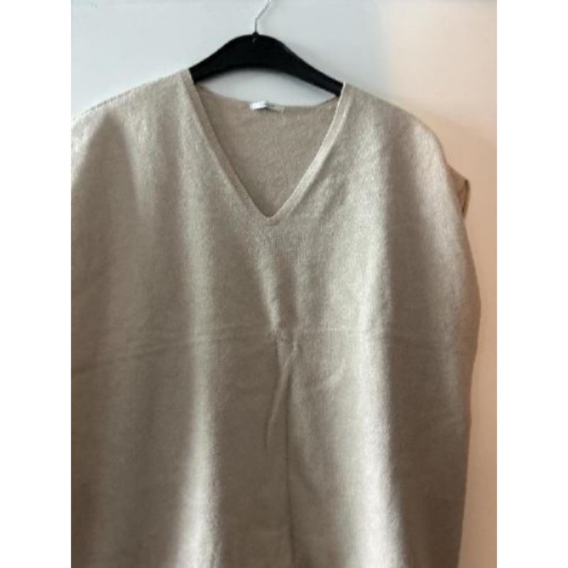 Pull sans manche beige