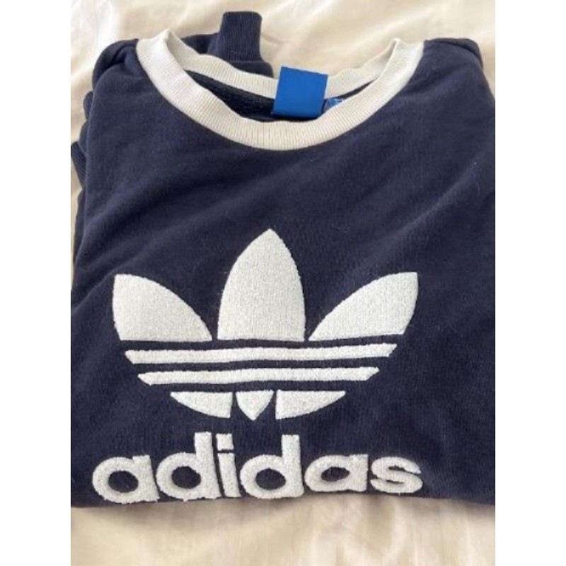 Pull Adidas bleu marine et blanc femme taille 36 
