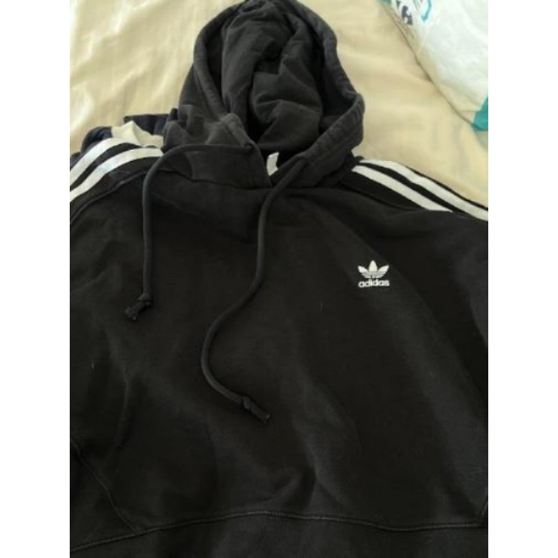 Pull Adidas, noir et blanc à capuche, Femme, taille 38