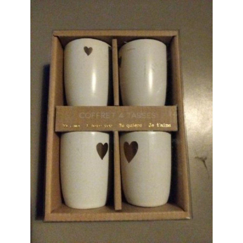 Lot de 4 tasses coeur 