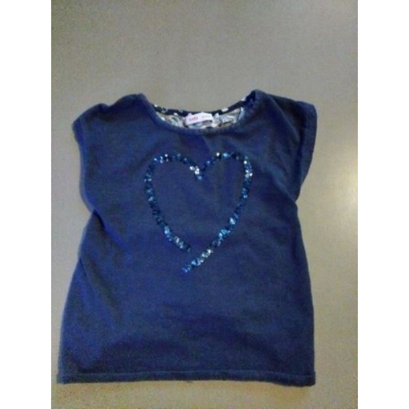 Tee-shirt bleu coeur 6 ans