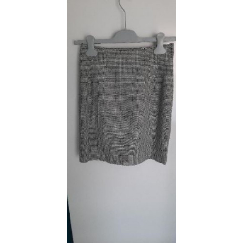 jupe motif pied-de-poule kaki LA CITY T38