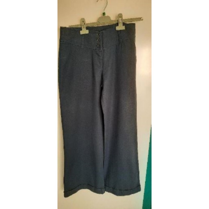 pantalon en toile bleu marine LA CITY T36