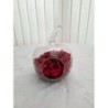 POMME EN VERRE ET PETALES ROSES ROUGES