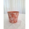 CACHE POT METAL CORAIL ET FLEURS BLANC