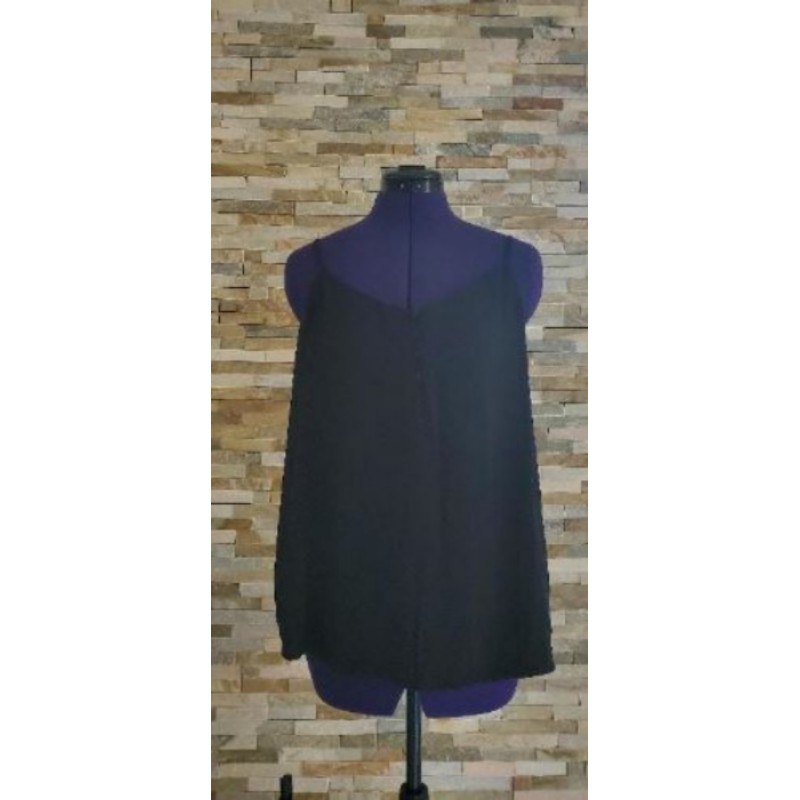 Débardeur Noir Fluide encolure 4 boutons PROMOD Taille 36/38