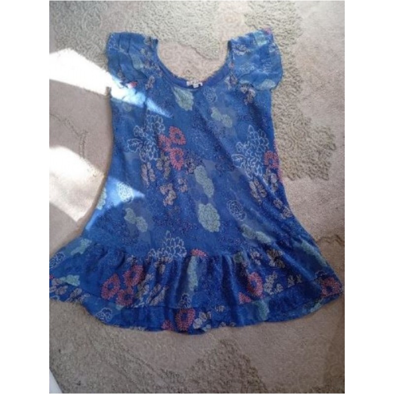 Robe d'été fleurie bleu marque la femme moderne taille 50 52