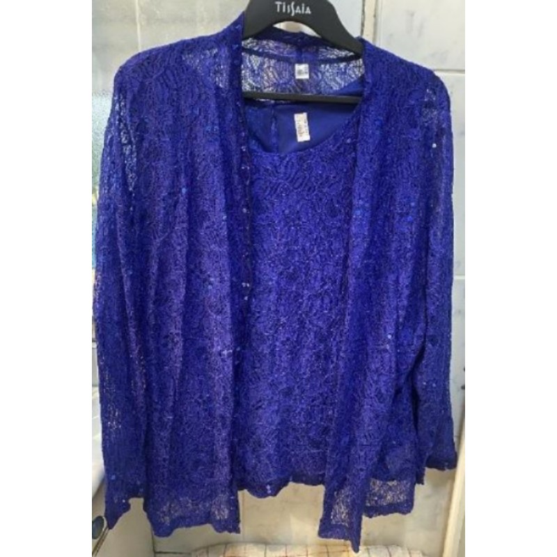 ensemble débardeur+gilet dentelle bleu FEMME T48