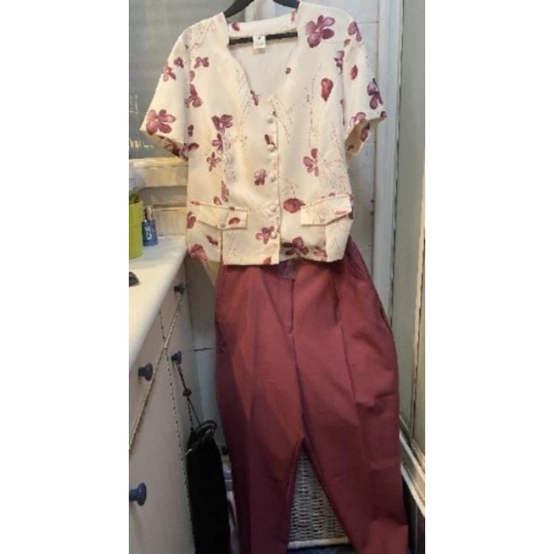 ensemble haut+pantalon bleu bonheur non porté FEMME T48