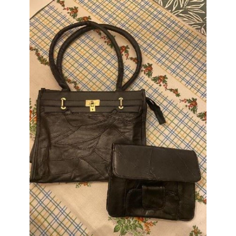 lot sac à main + étui assorti noir Afibel non utilisé