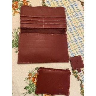 lot portefeuille - porte monnaie - porte-clefs rouge 12-19cm non utilisé