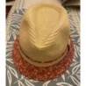 chapeau de paille fleuri rouge taille TU