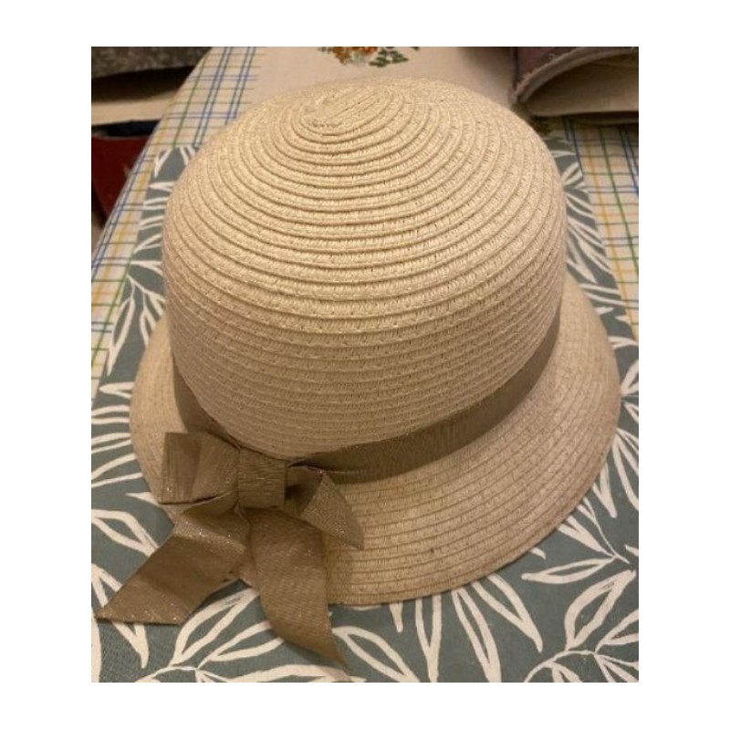 chapeau de paille avec ruban femme taille 55-56 vert baudet non porté