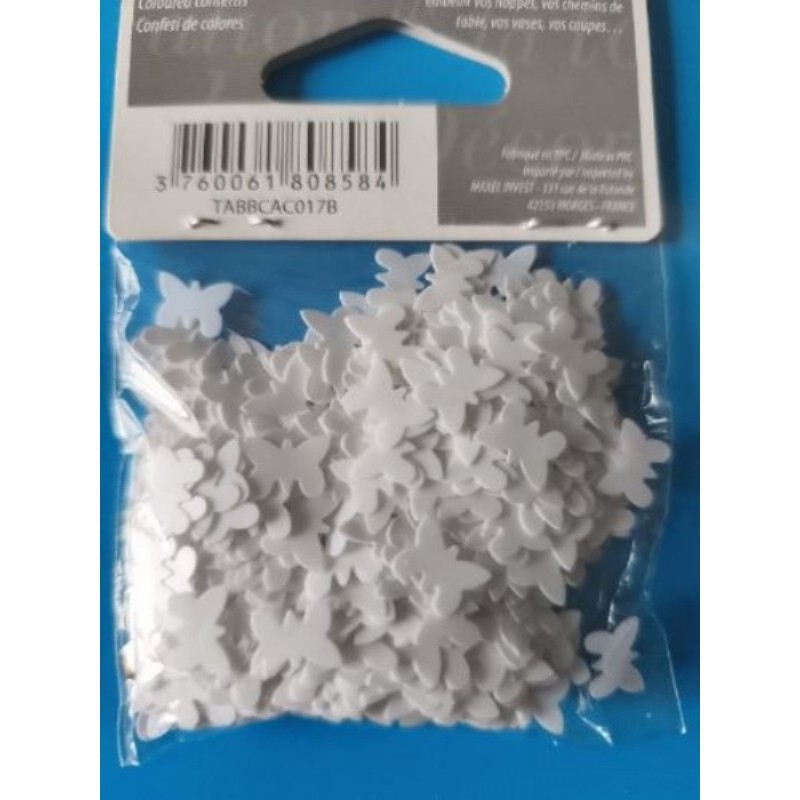 Décoration de la table confettis papillons blancs