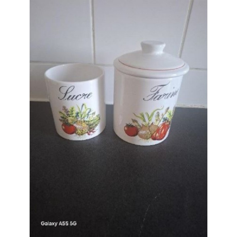 Lots de 2 Pots en céramique (farine+sucre)