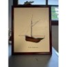 tableau avec coque bateau en bois 32X26