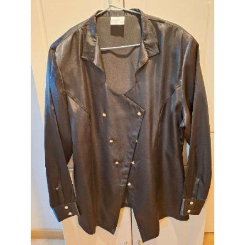 Corsage noir fermeture croisée boutons nacrés T42/44