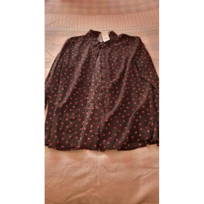 Chemisier noir/fraise T 38 Etam