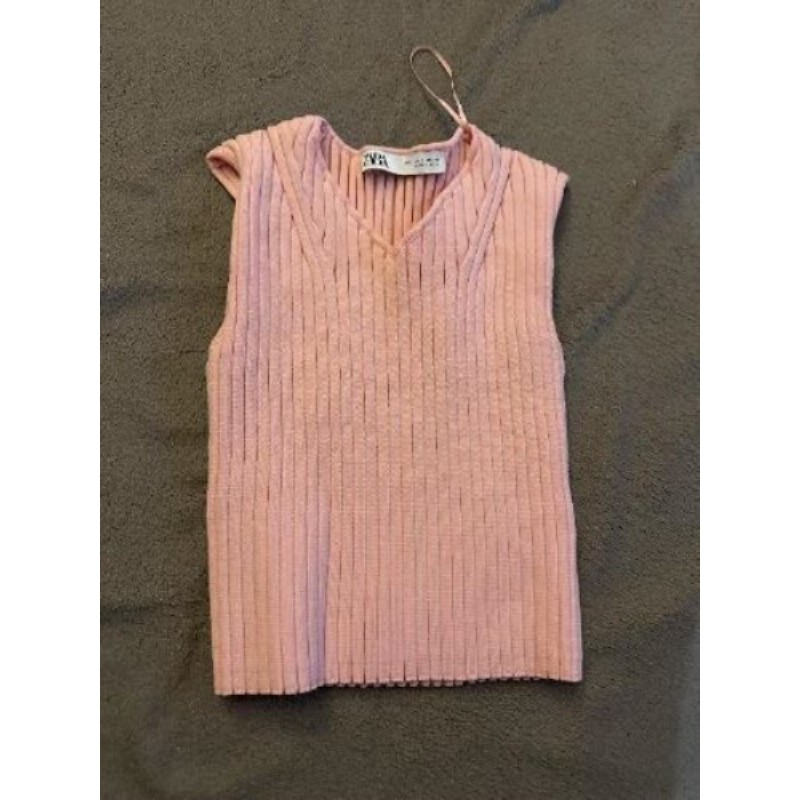 T-SHIRT SANS MANCHE ROSE ZARA T.S