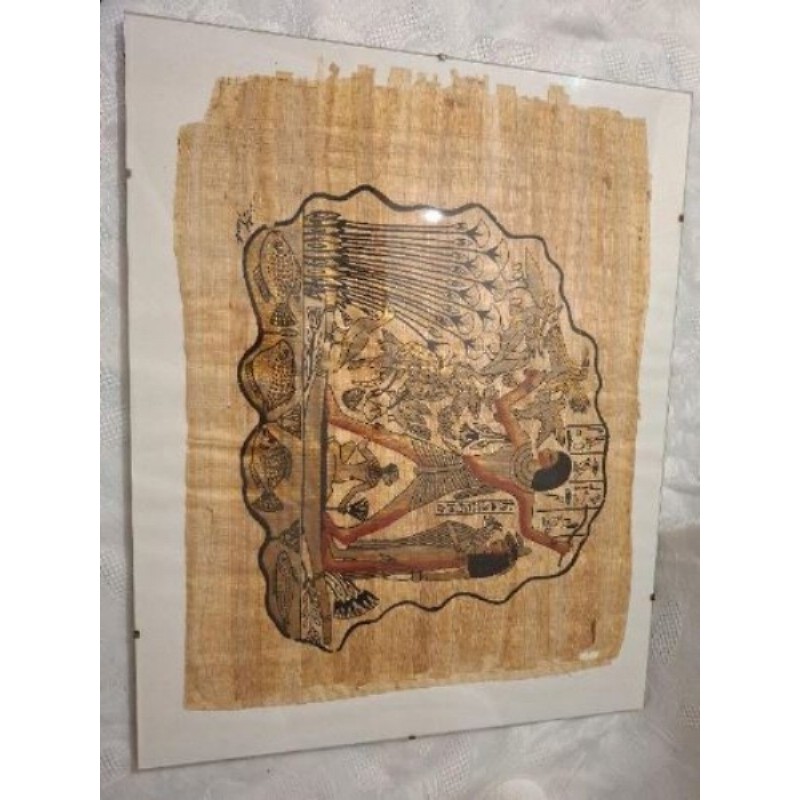 CADRE PAPYRUS CHASSE AU BORD DU NIL