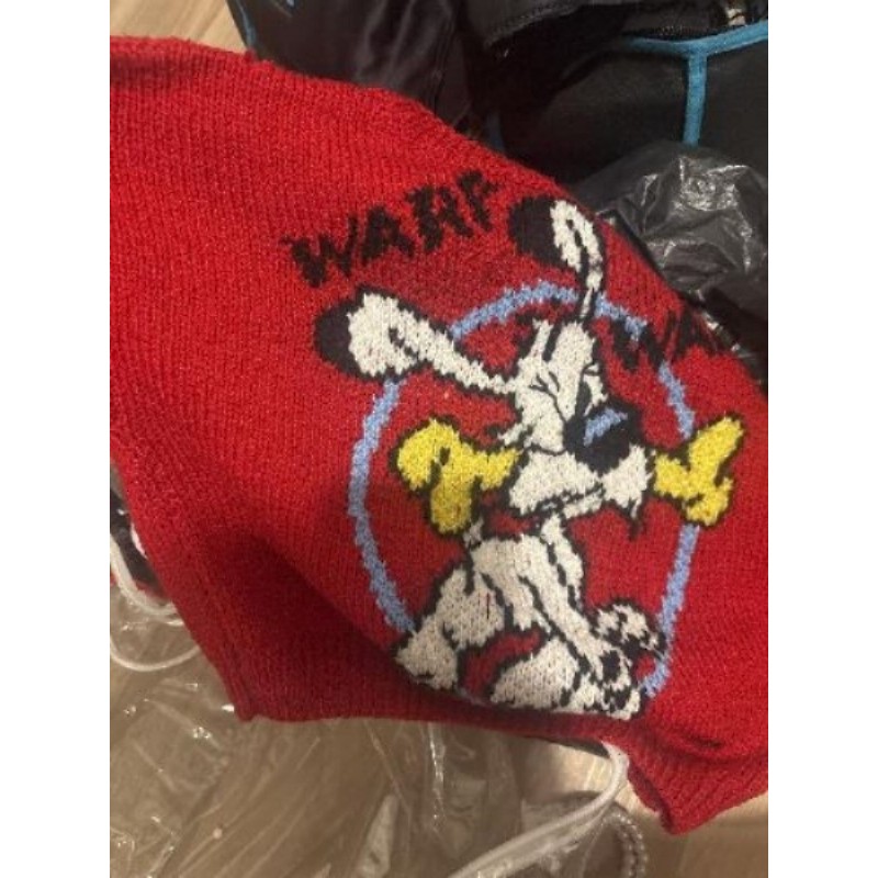 Pull en laine rouge fais main idefix enfant 2/3 ans 