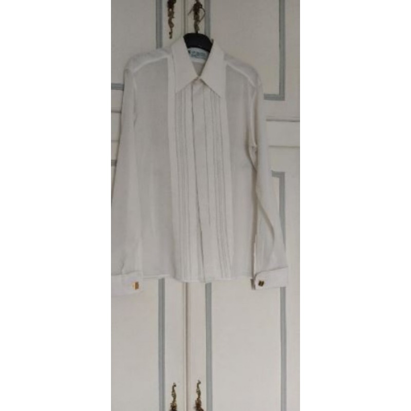 Chemise blanche homme habillée avec boutons de manchettes dorés Taille S