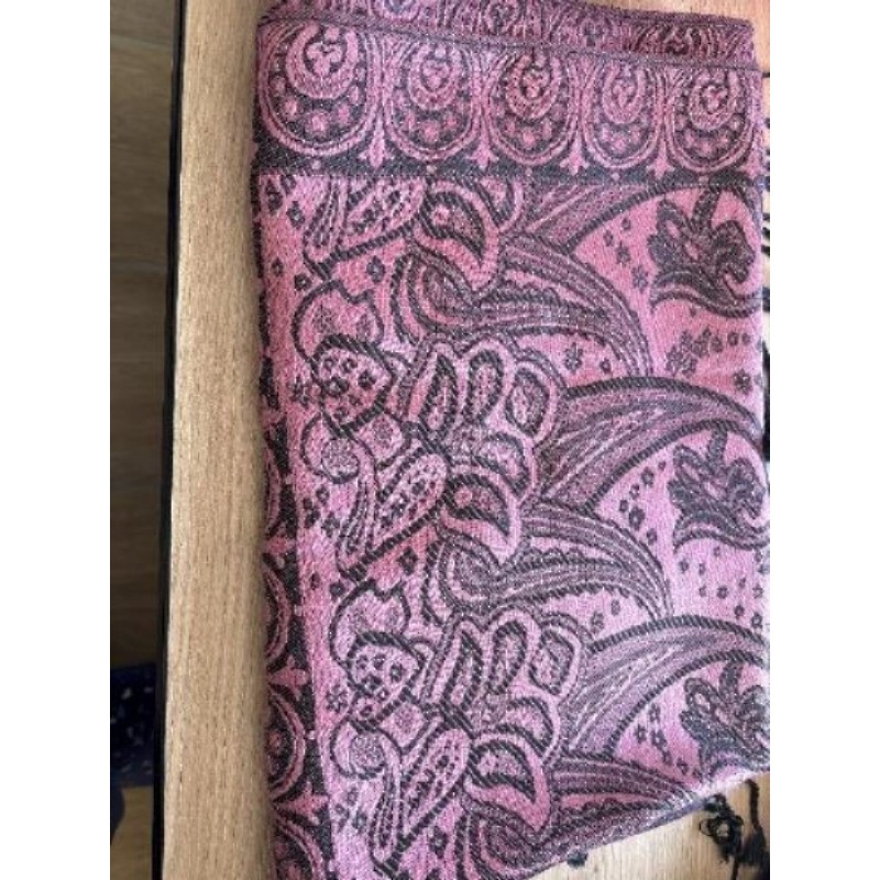 Écharpe rose noir motif cachemire 