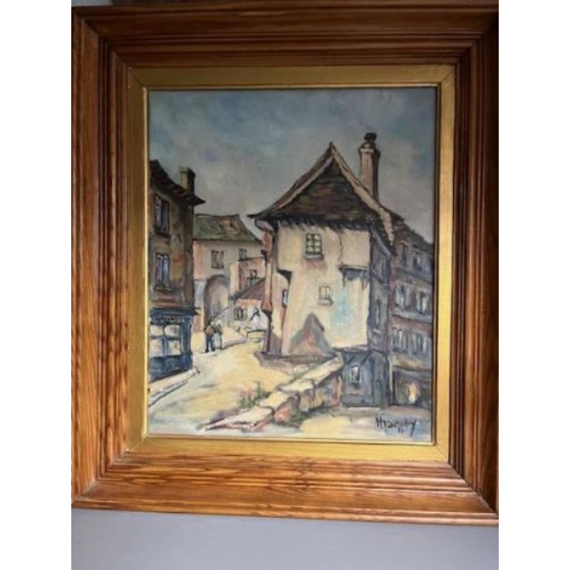 tableau reprénsentant la rue d'un village de Correze