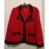 Veste rouge - bordure noire et bouton doré - création Paris - Taille 44