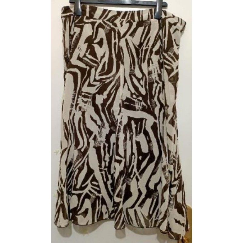 Jupe semi longue beige et marron - H & M - Taille 46