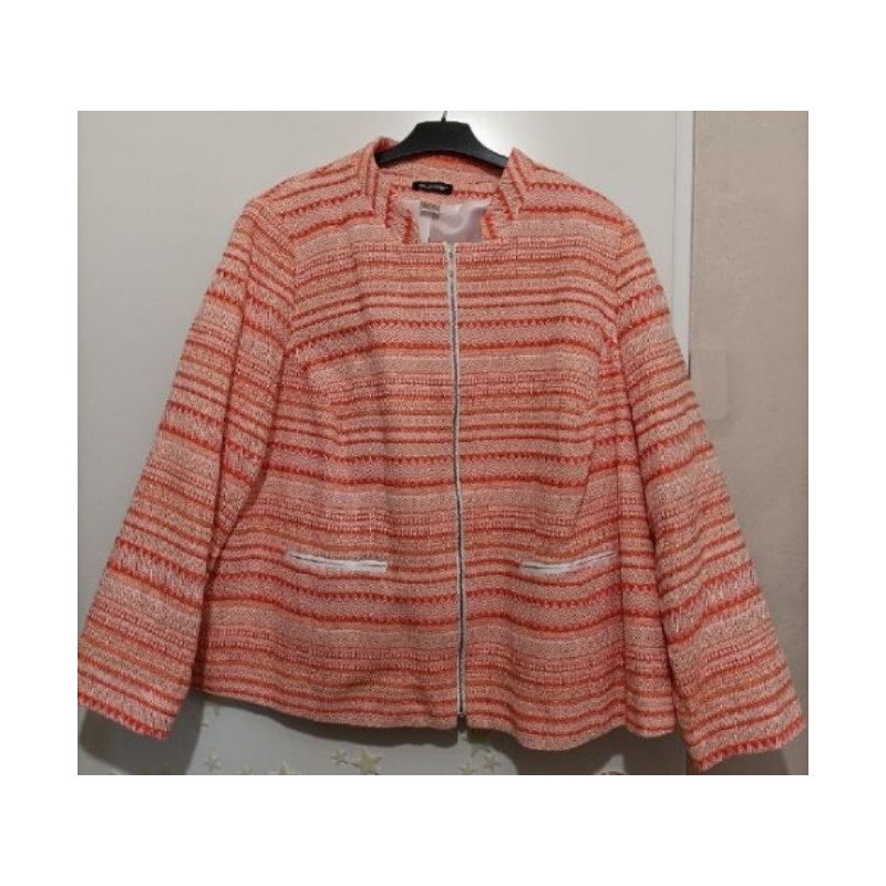 Veste (manche longue) motif orange / blanc - NEUVE - Balsamik - Taille 54/56