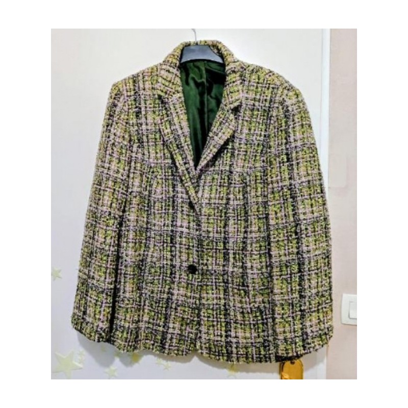 Veste écossaise (chiné verte et mauve) ( état neuve) - Taille 50
