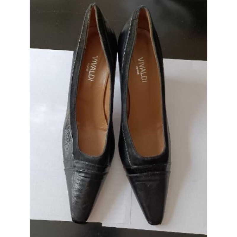 Chaussure noire en cuir VIVALDI Paris - Talon 8 cm - Taille 41