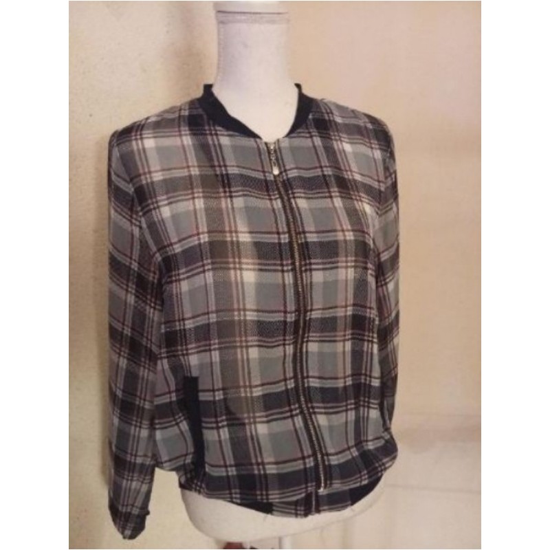 Petite veste été femme a carreaux rose et gris taille U