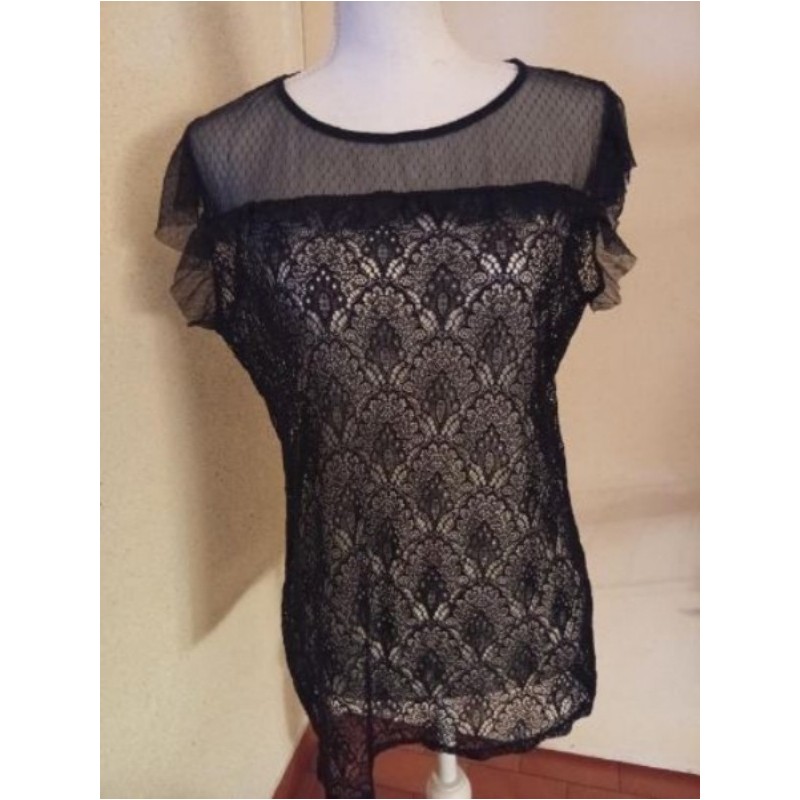 Haut femme dentelle noir camaïeu taille44