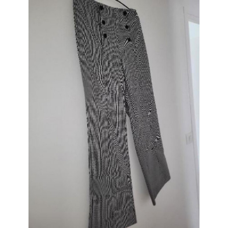 Pantalon KIABI T40 pied de poule gris et blanc 