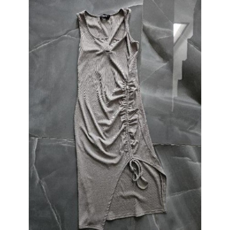 robe longue fendue moulante grise CIDER 40 MC