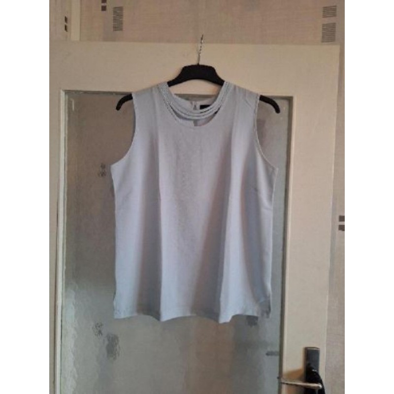 Debardeur bleu col ficelle taille L