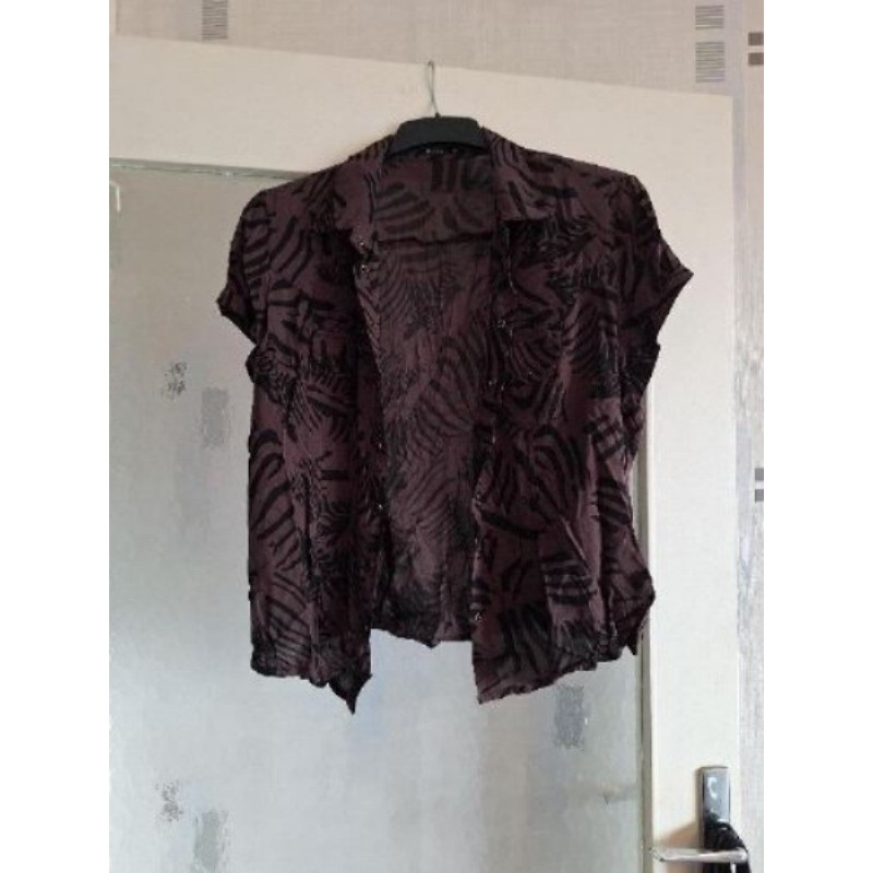 Chemisette a motif zebré marron noir taille 44