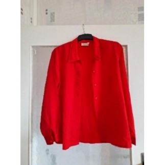 Chemise rouge brodé col...