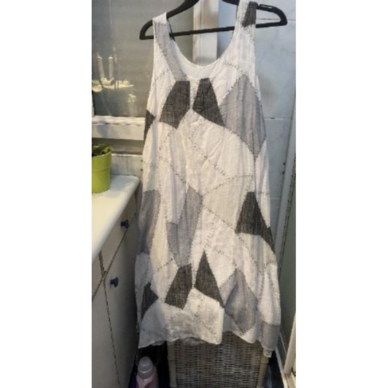 robe patchwork blanche et grise Kiabi taille L 