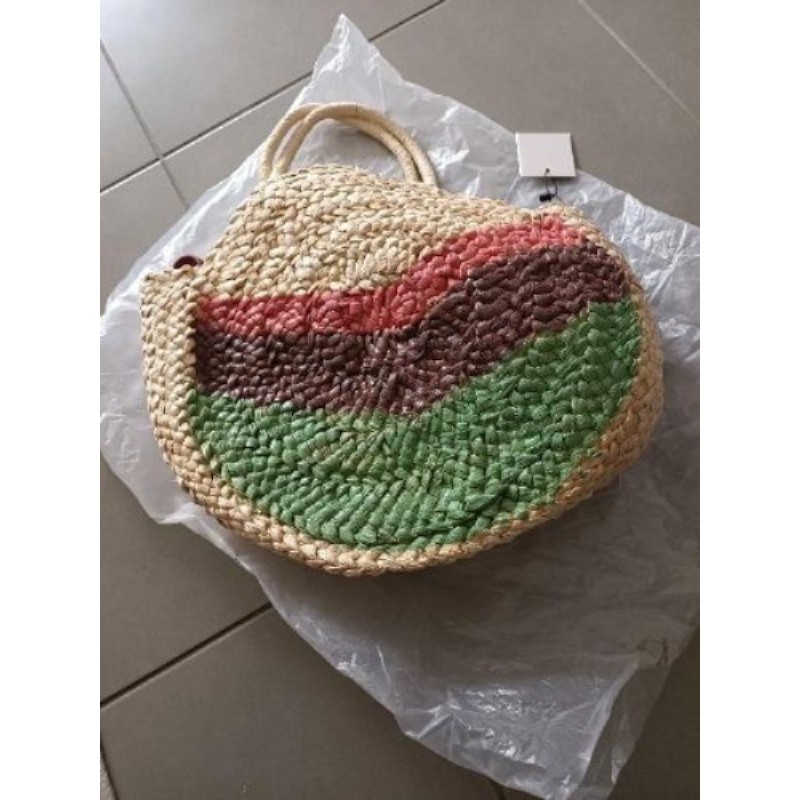 Sac pailles marron vert