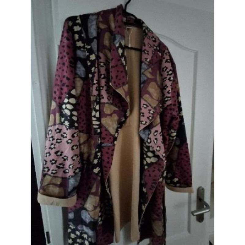 MANTEAU FIN LEOPARD ROSE T.L SUEDINE