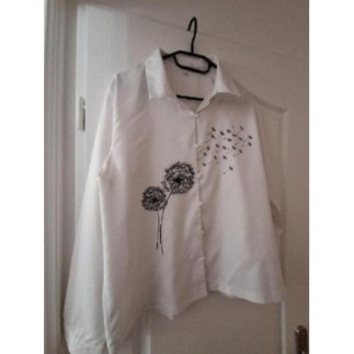 CHEMISIER BLANC FLEURS...