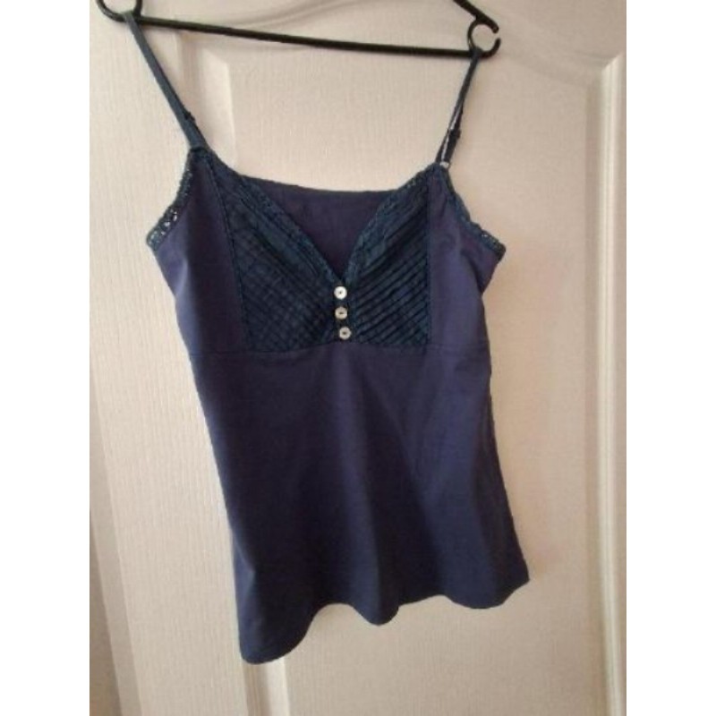 DÉBARDEUR COTON BLEU 3 BOUTONS T’M