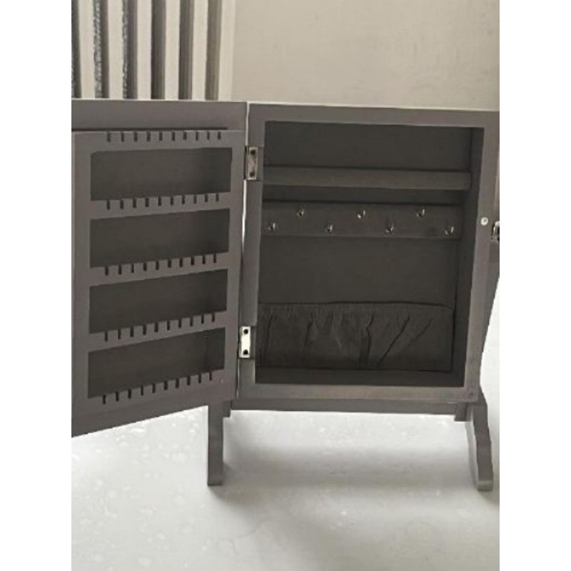 Coffret bijoux gris avec miroir